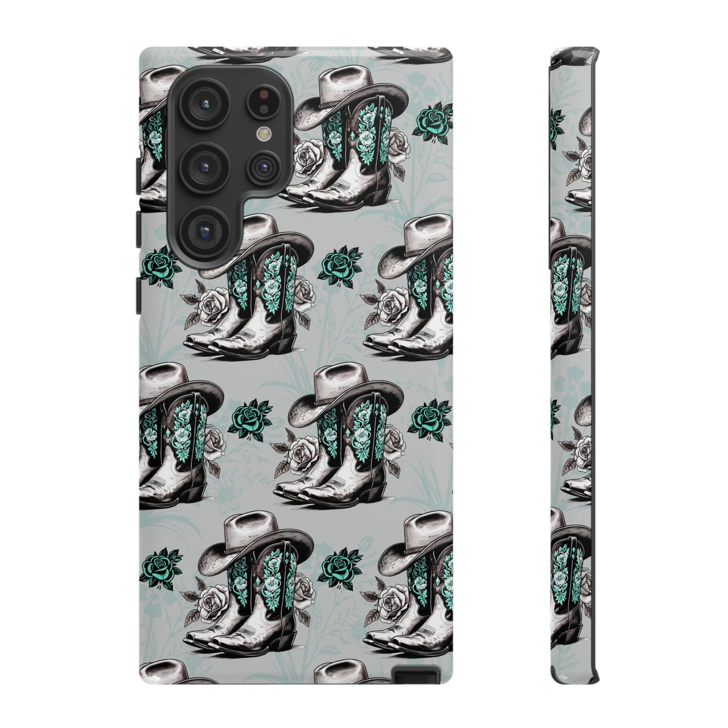 Teal Floral Boots Tough Case