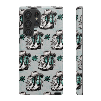 Teal Floral Boots Tough Case