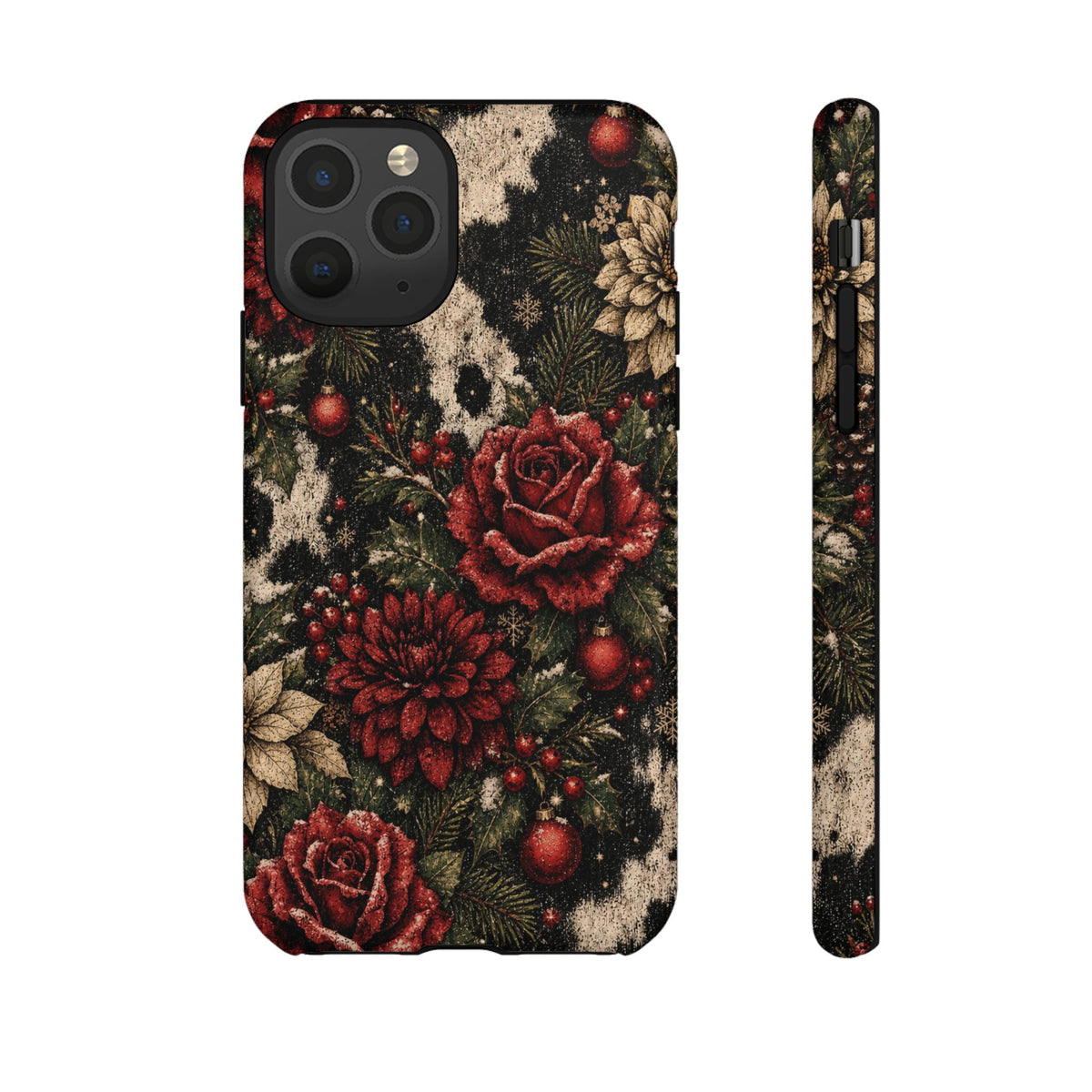 Cowhide Christmas Roses Tough Case