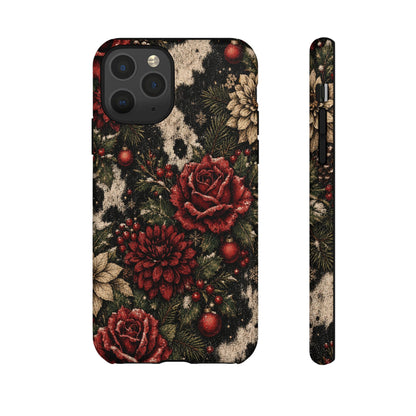 Cowhide Christmas Roses Tough Case