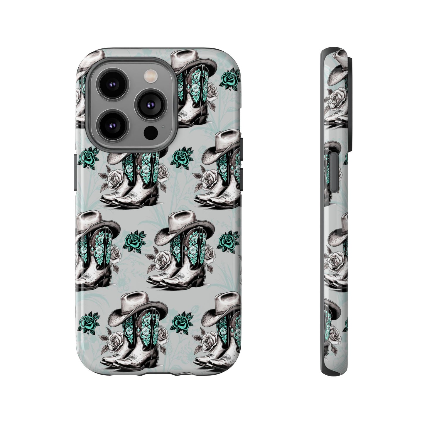 Teal Floral Boots Tough Case