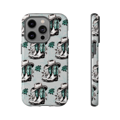 Teal Floral Boots Tough Case