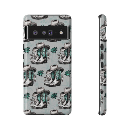 Teal Floral Boots Tough Case