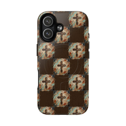 Checker Painted Cross Magnetic Case