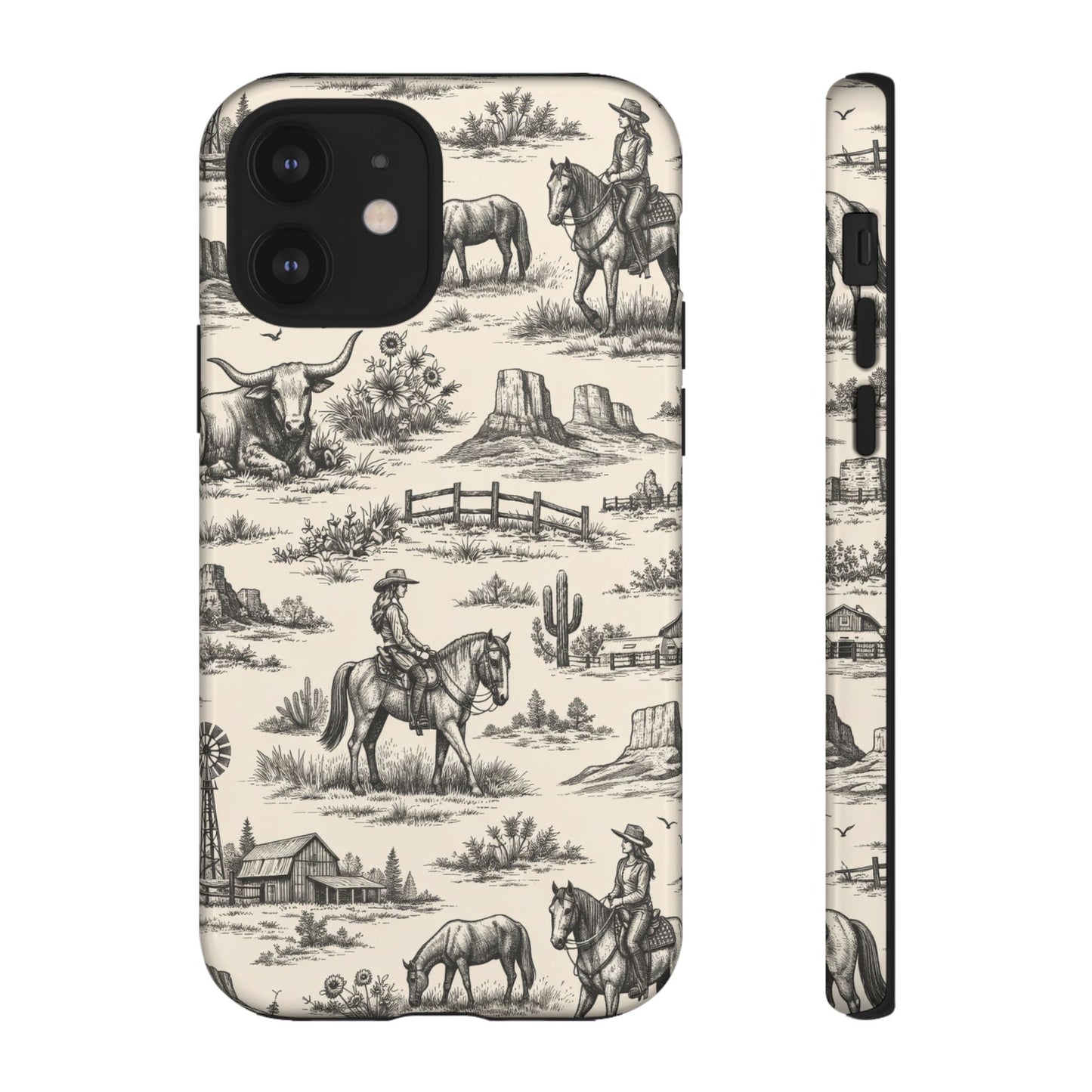 Western Toile Black Tough Case
