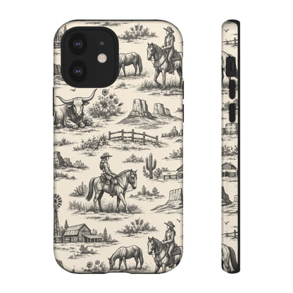 Western Toile Black Tough Case