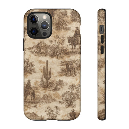 Ivory Cowhide Toile Tough Case