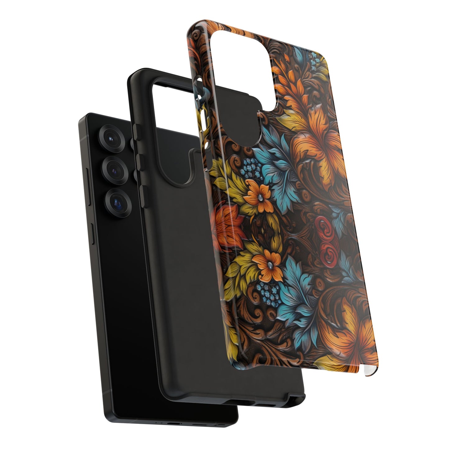 Floral Wood-Print Tough Phone Case