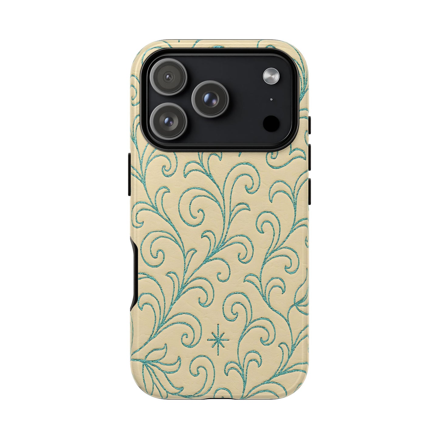 Cream + Turquoise Stitch Tough Case