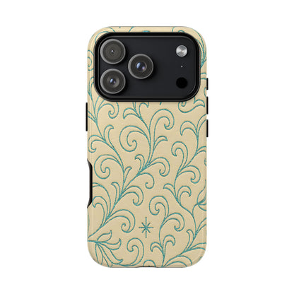 Cream + Turquoise Stitch Tough Case