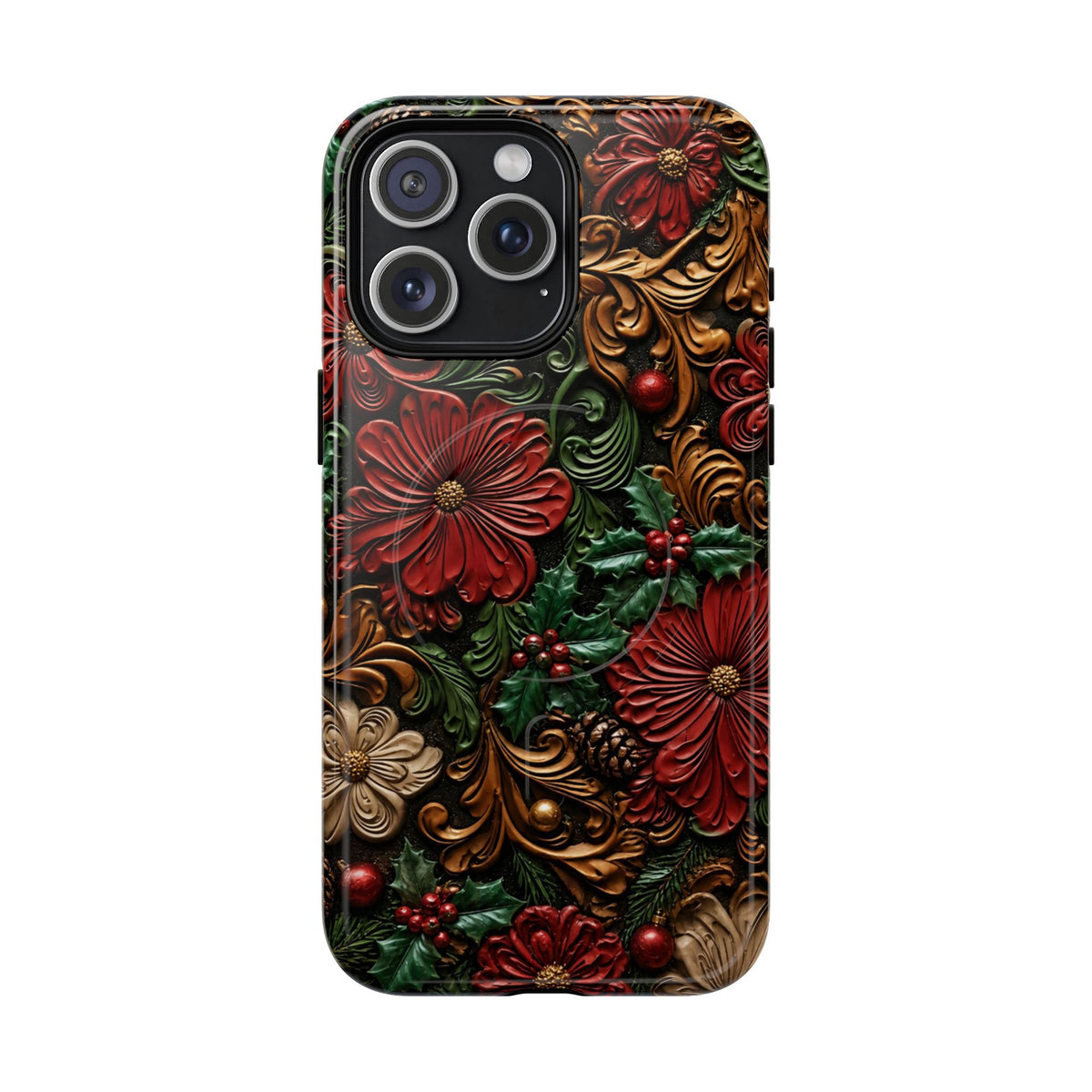 Tooled Christmas Blooms Magnetic Case