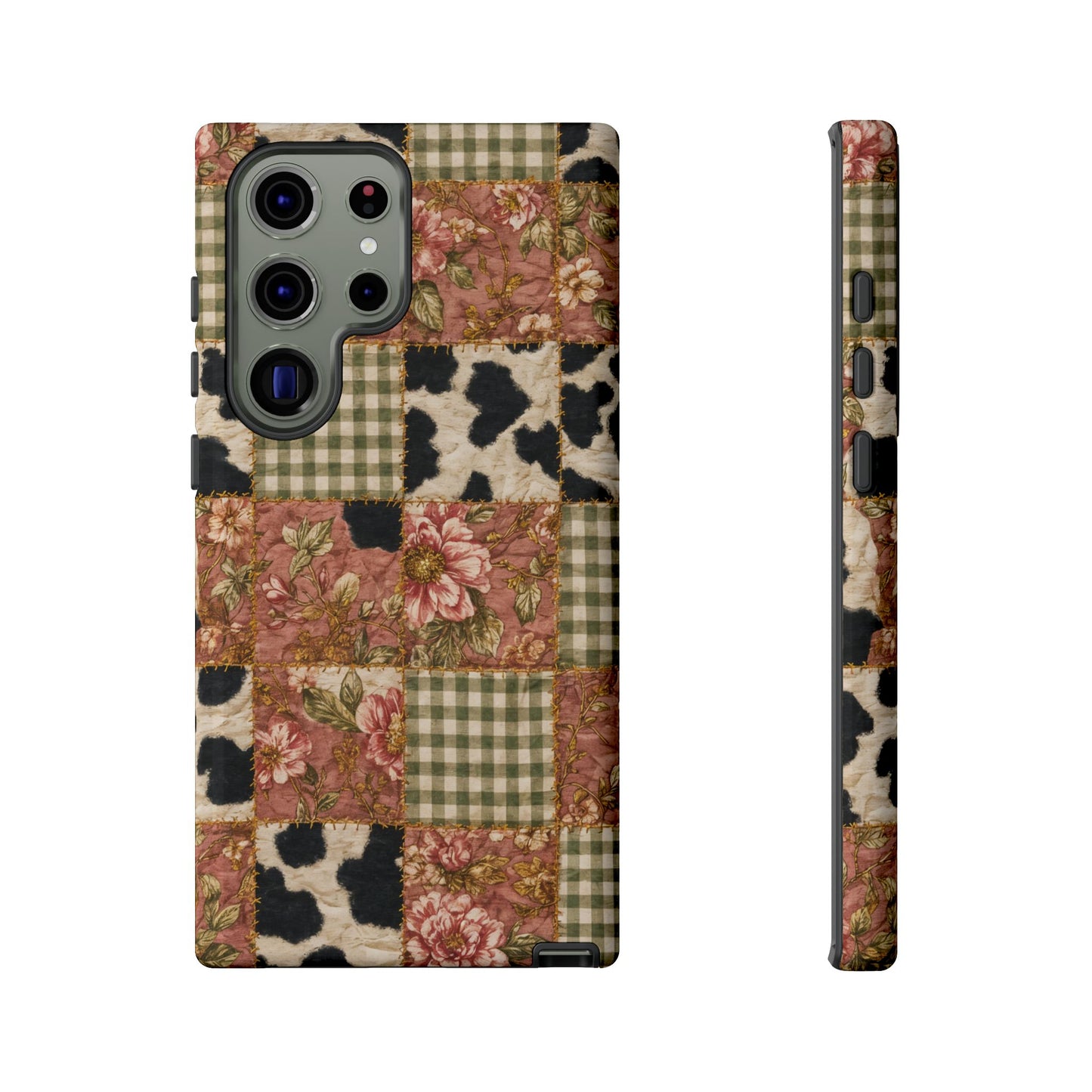 Cowhide Floral Quilt Tough Case