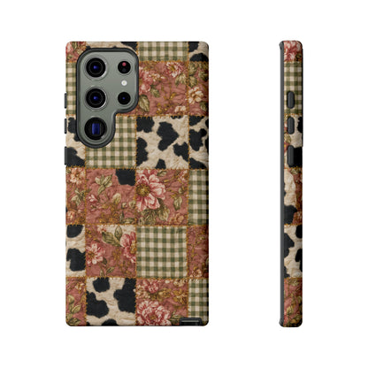 Cowhide Floral Quilt Tough Case