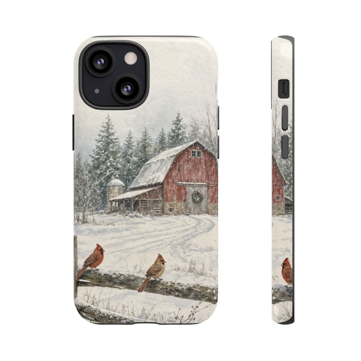 Snowy Red Barn Tough Case