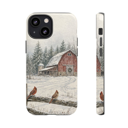 Snowy Red Barn Tough Case