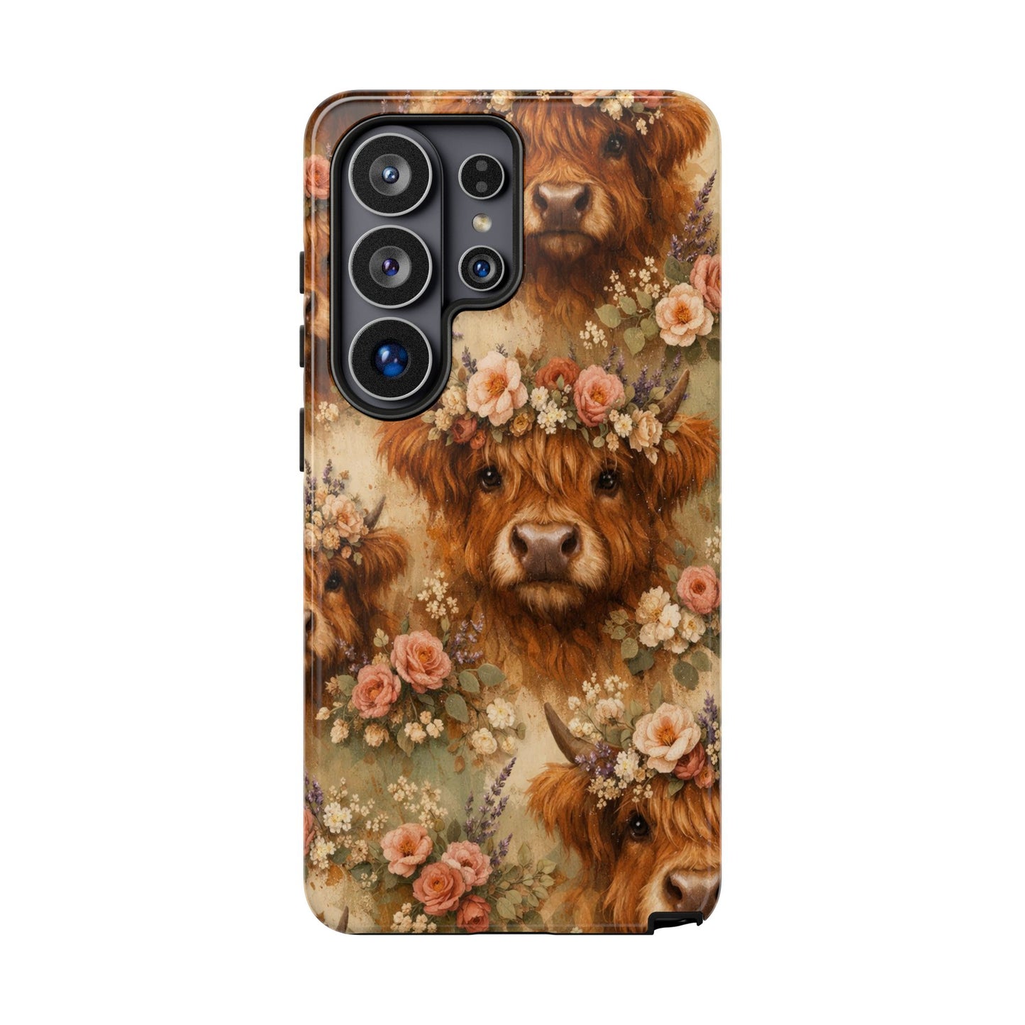 Floral Highland Cow Tough Case