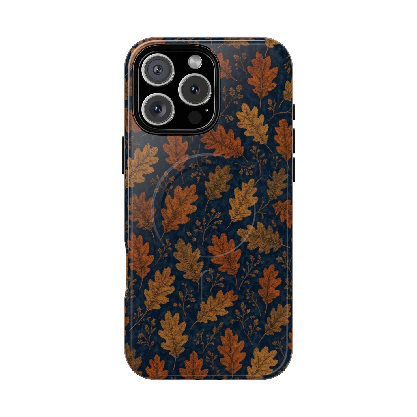 Navy Autumn Leaves Magnetic Case