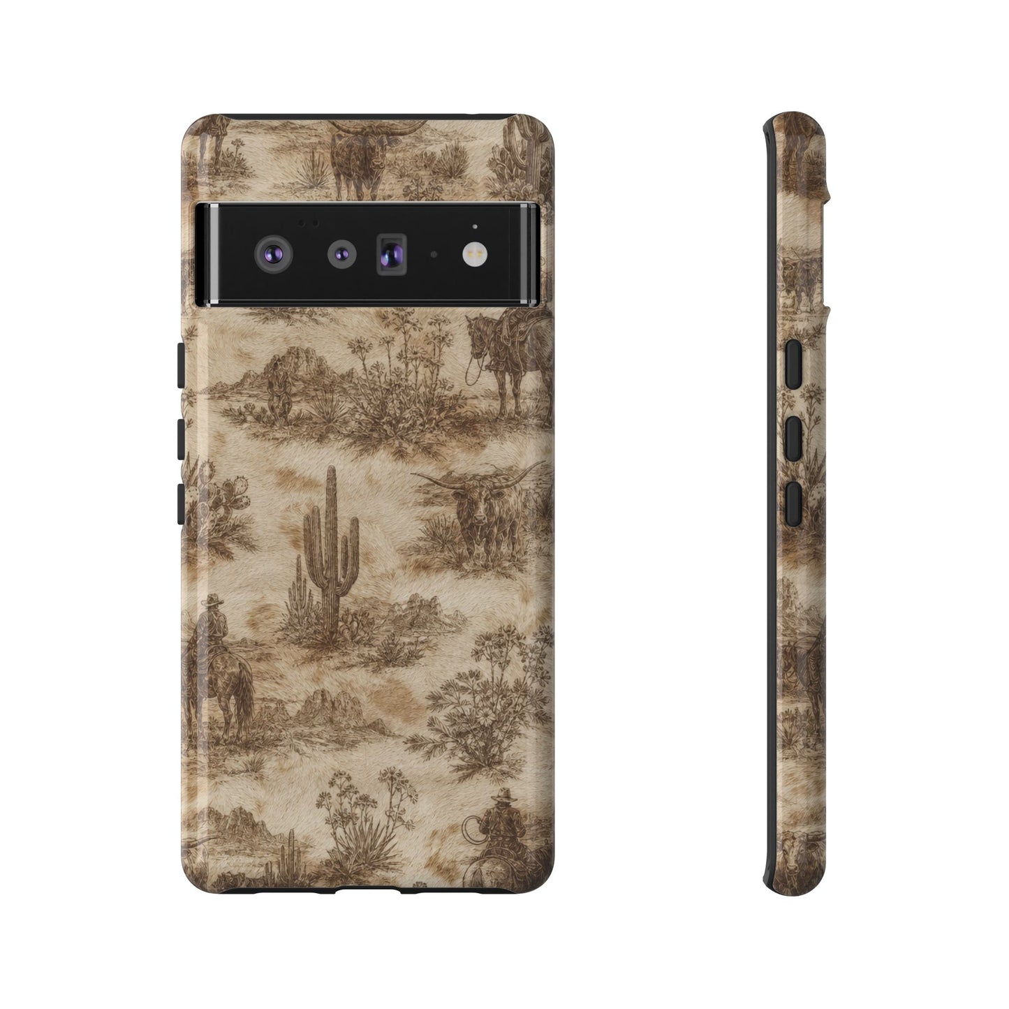 Ivory Cowhide Toile Tough Case