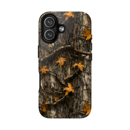 Orange Leaf Tree Camo Tough Phone Case