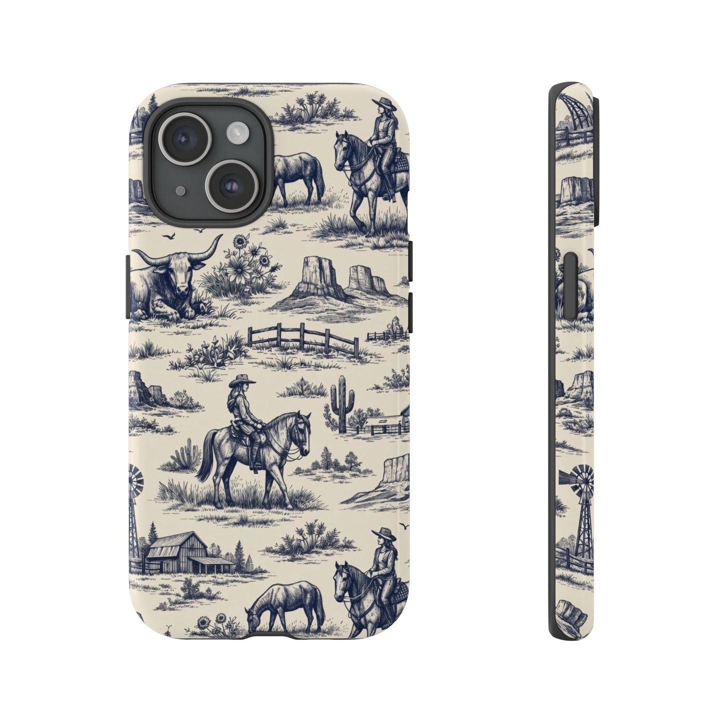 Western Toile Navy Tough Case