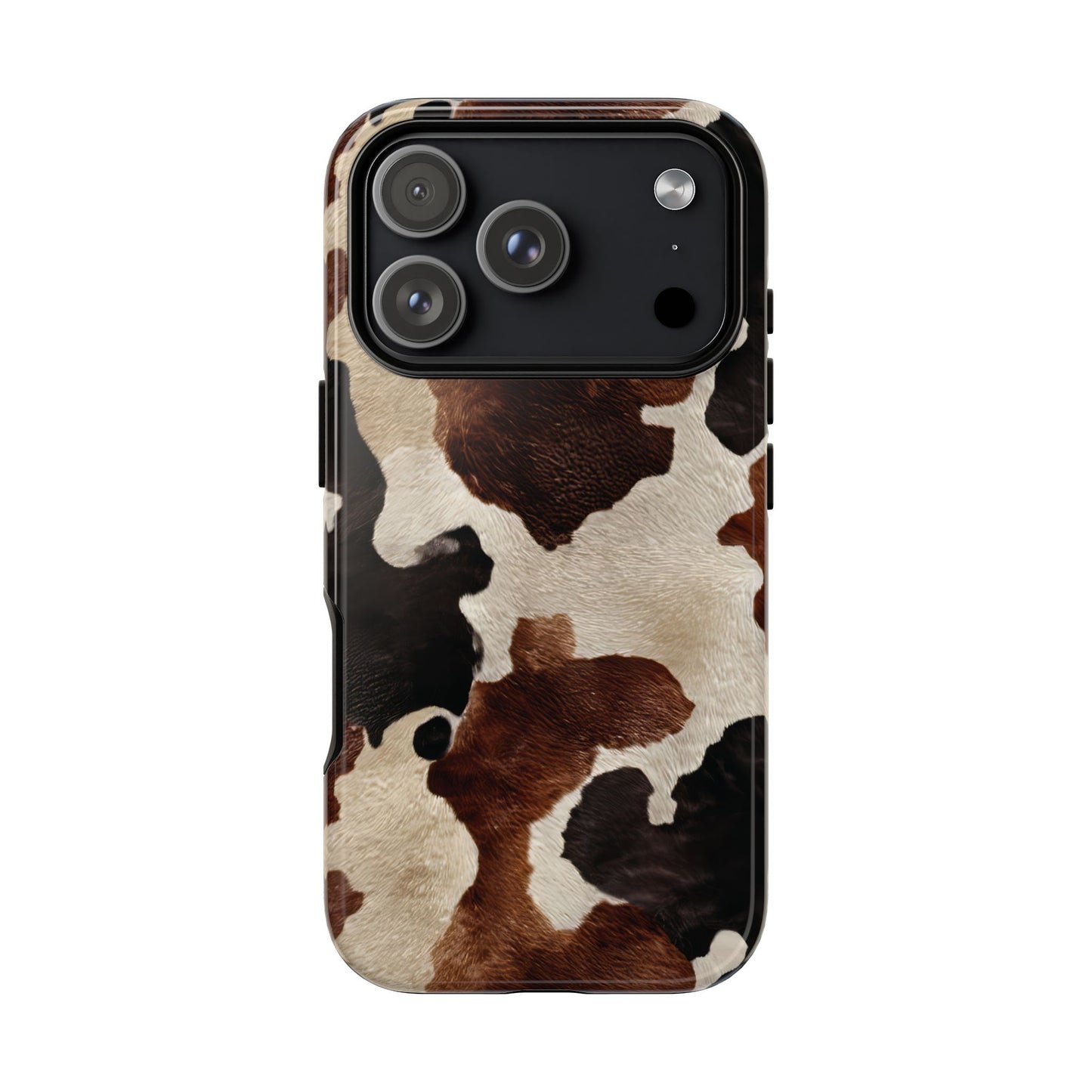 Brown Black Cowhide Tough Phone Case