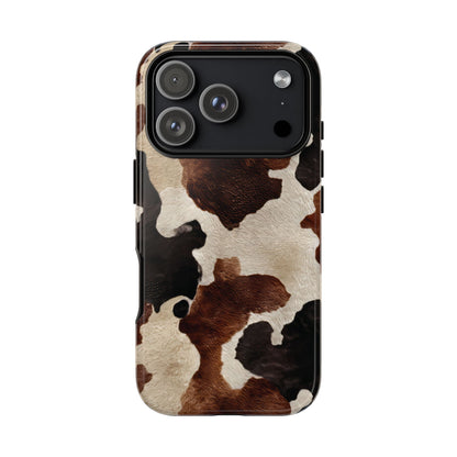Brown Black Cowhide Tough Phone Case