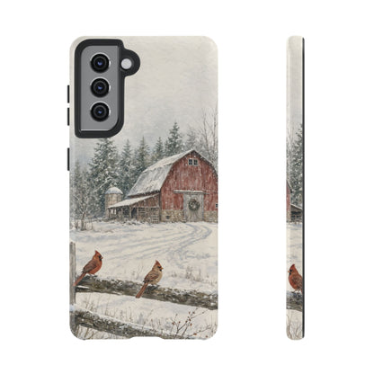 Snowy Red Barn Tough Case