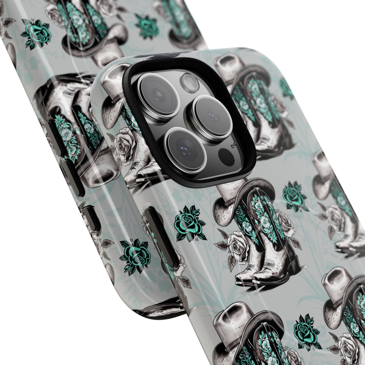 Teal Floral Boots Magnetic Case