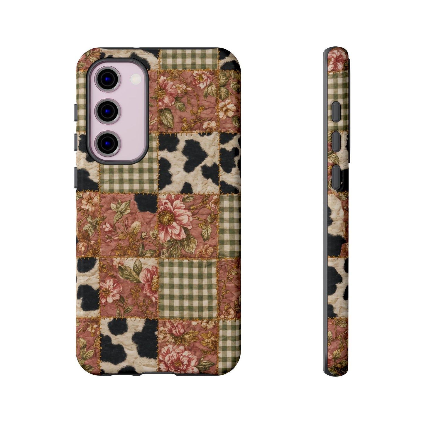 Cowhide Floral Quilt Tough Case