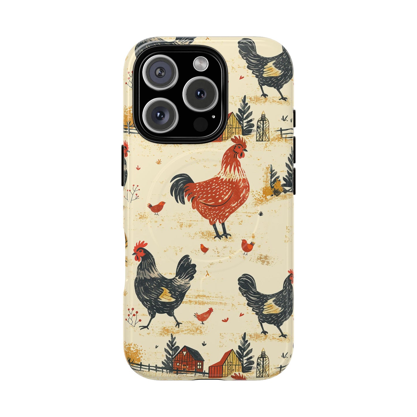 Black Red Chickens Magnetic Case