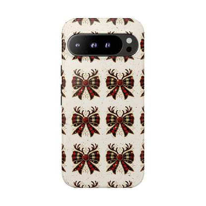 Christmas Antlers + Bows Tough Phone Case