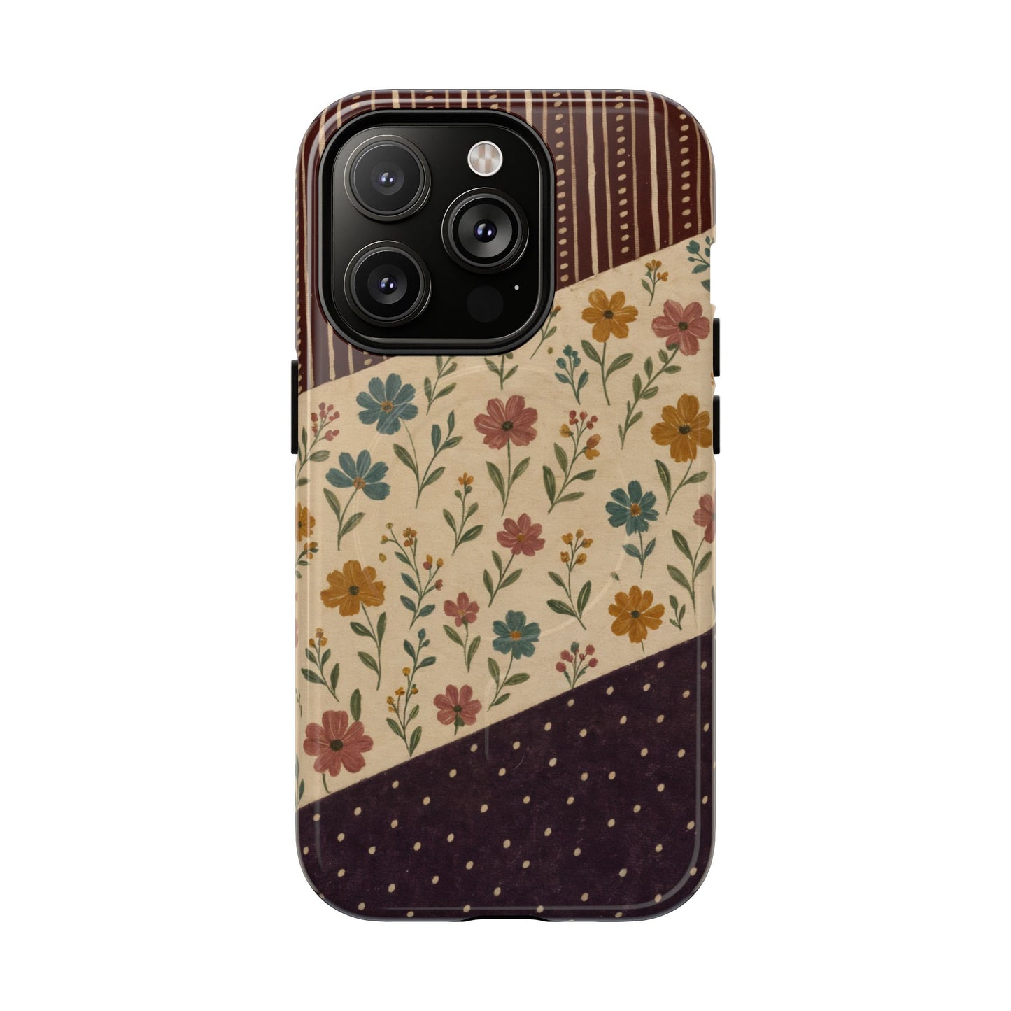 Fall Floral Stripe Magnetic Case