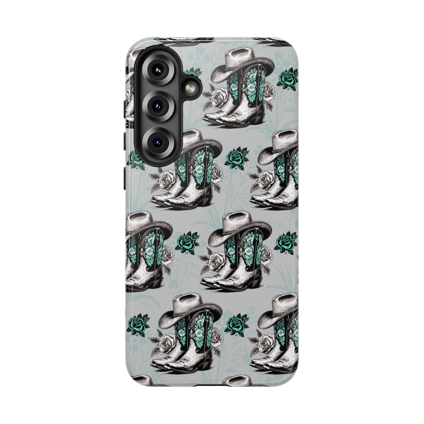 Teal Floral Boots Tough Case
