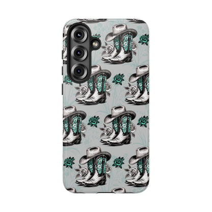 Teal Floral Boots Tough Case