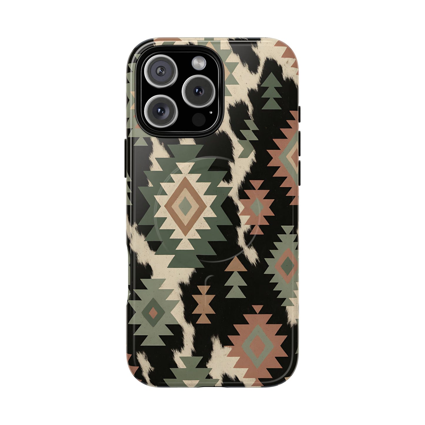 Sage Aztec + Cowhide Magnetic Case