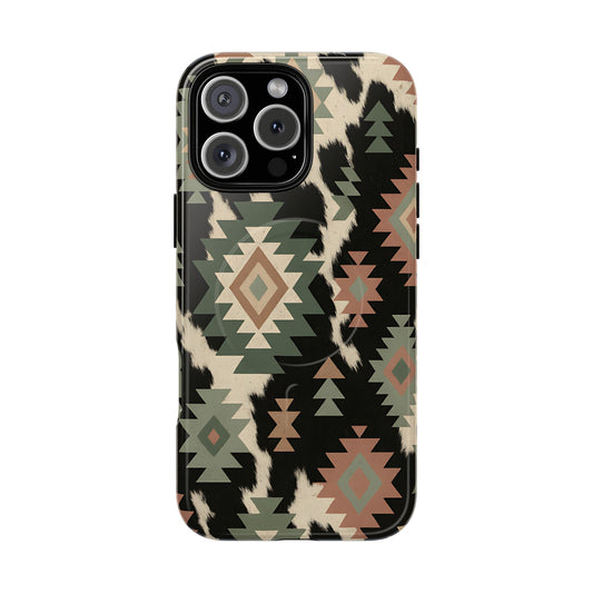 Sage Aztec + Cowhide Magnetic Case