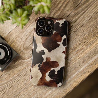 Brown Black Cowhide Tough Phone Case