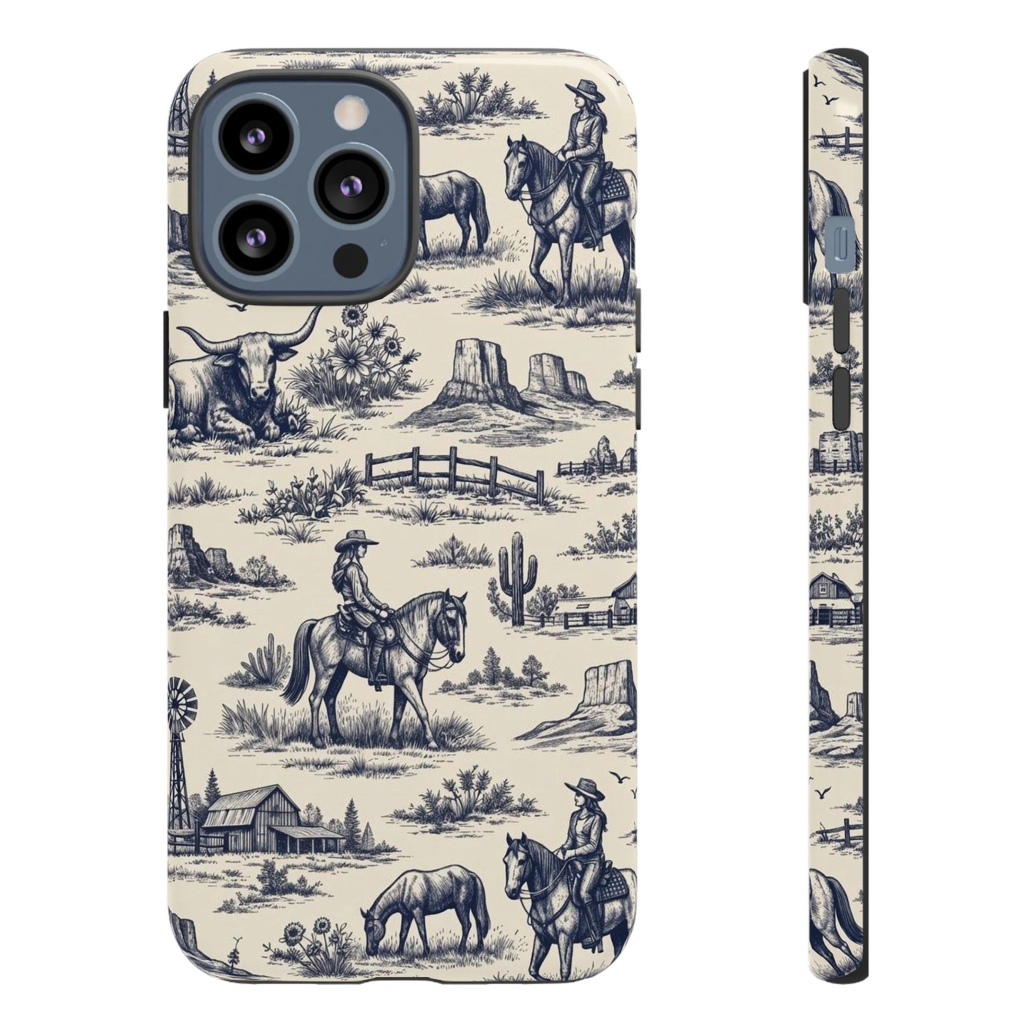 Western Toile Navy Tough Case
