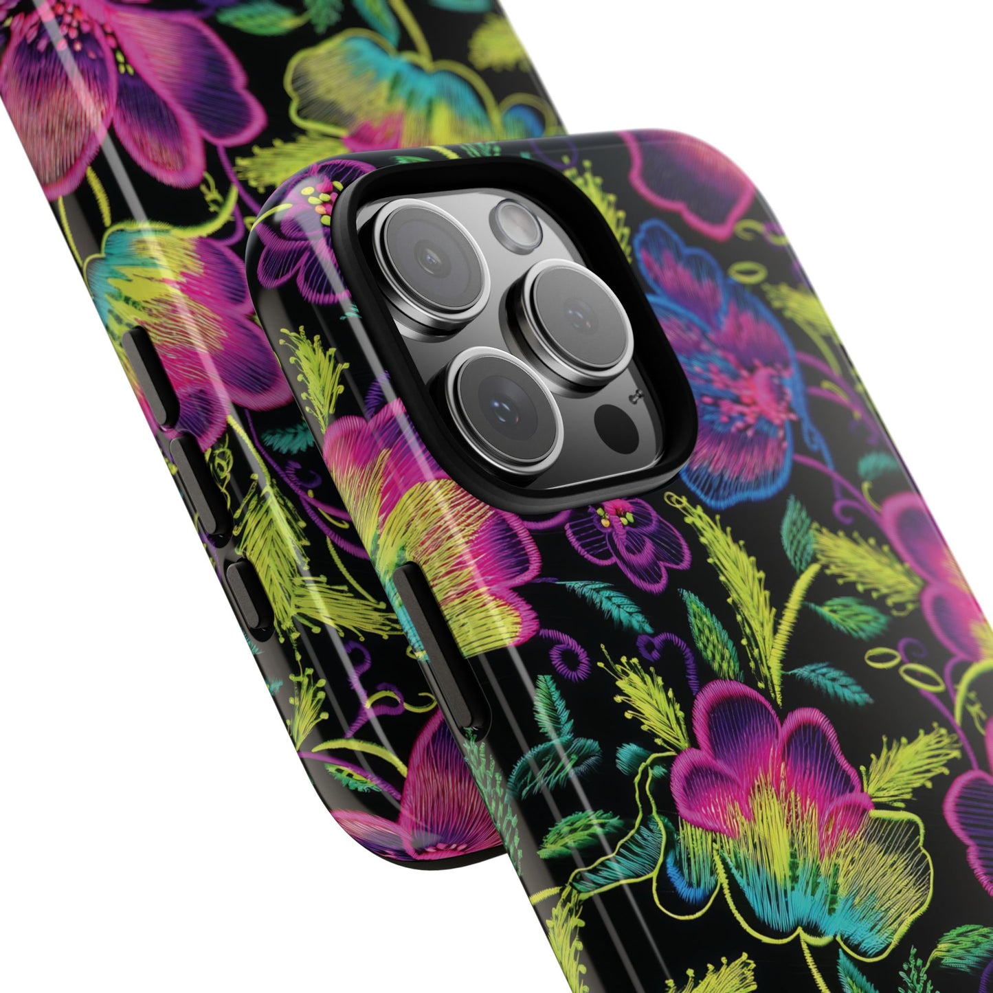 Neon Green Flowers Tough Phone Case