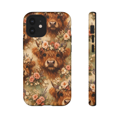 Floral Highland Cow Tough Case