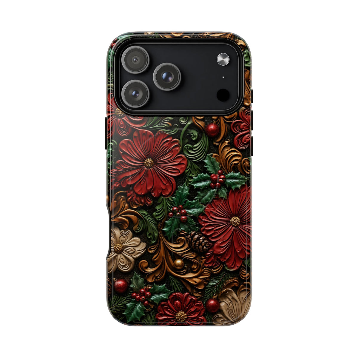 Tooled Christmas Blooms Magnetic Case