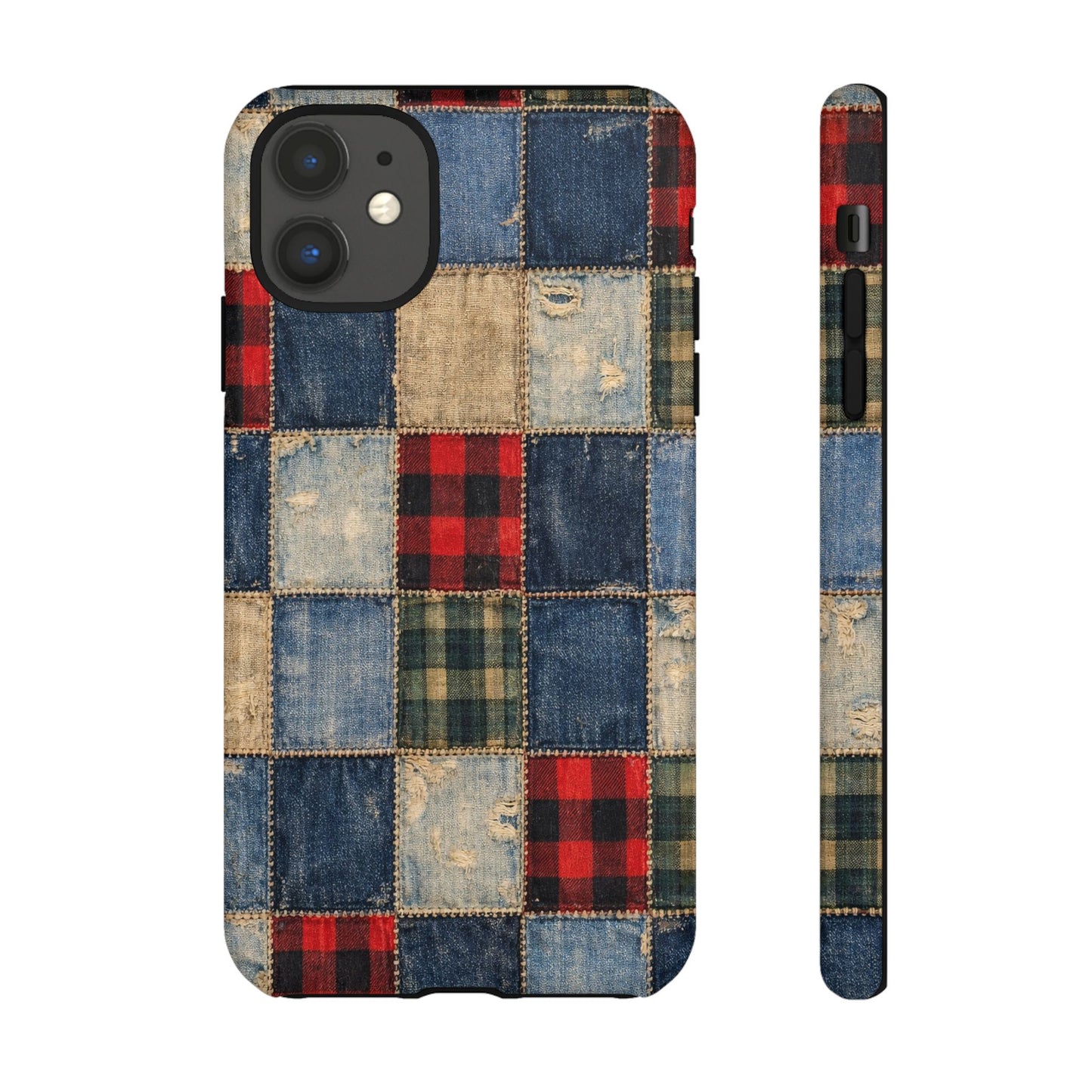 Denim Plaid Patchwork Tough Case