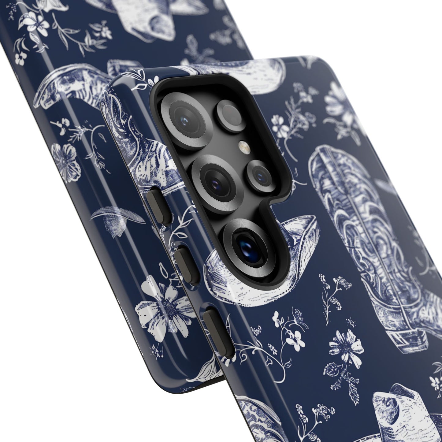 Navy Floral Boots Tough Phone Case