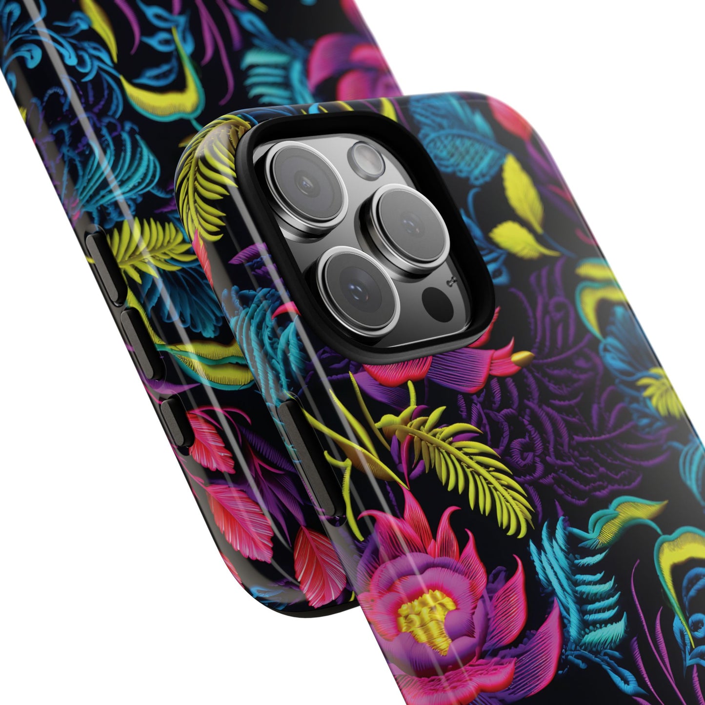 Neon Pink Flowers Tough Phone Case