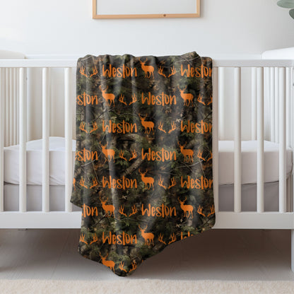 Personalized Camo Deer Blanket
