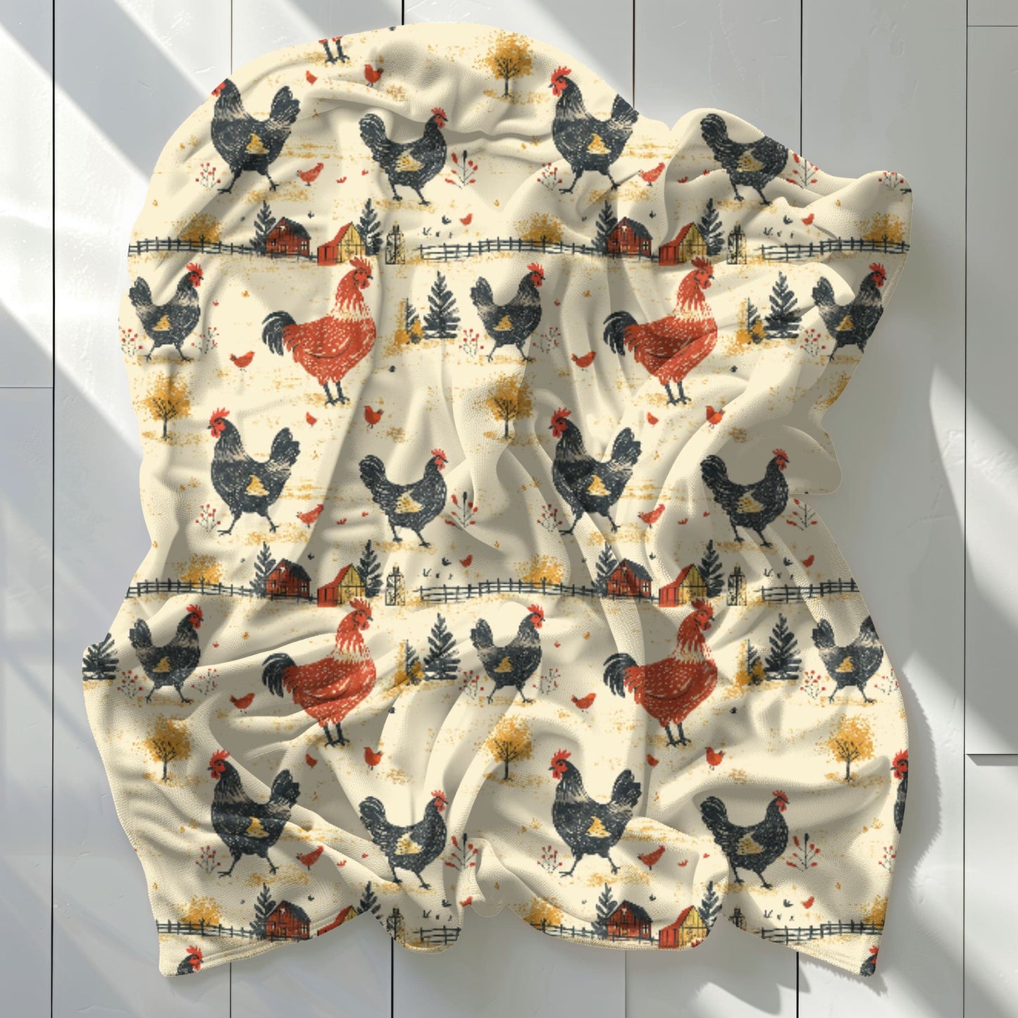 Red Black Chickens Blanket