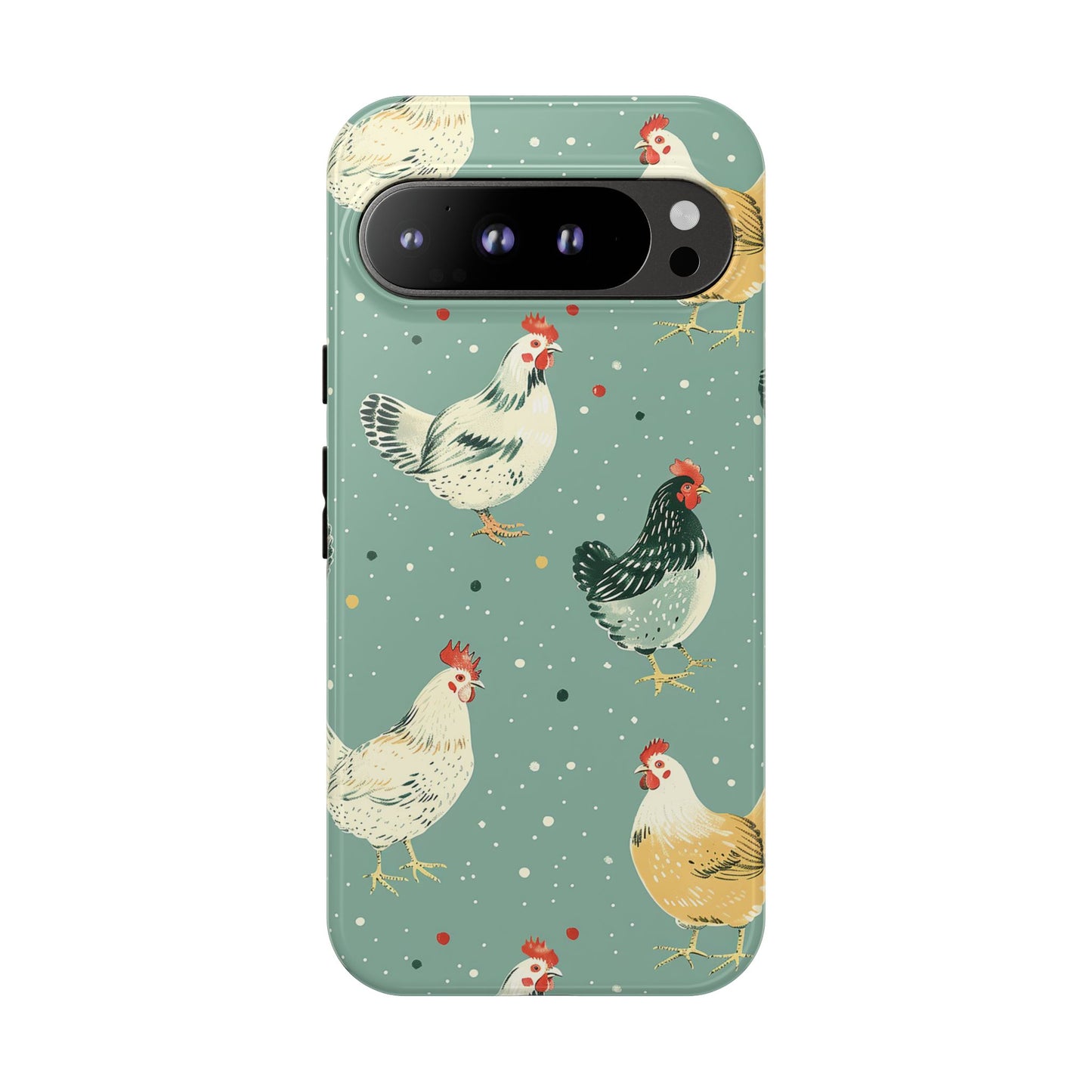 Green Polka Dot Chickens Tough Phone Case