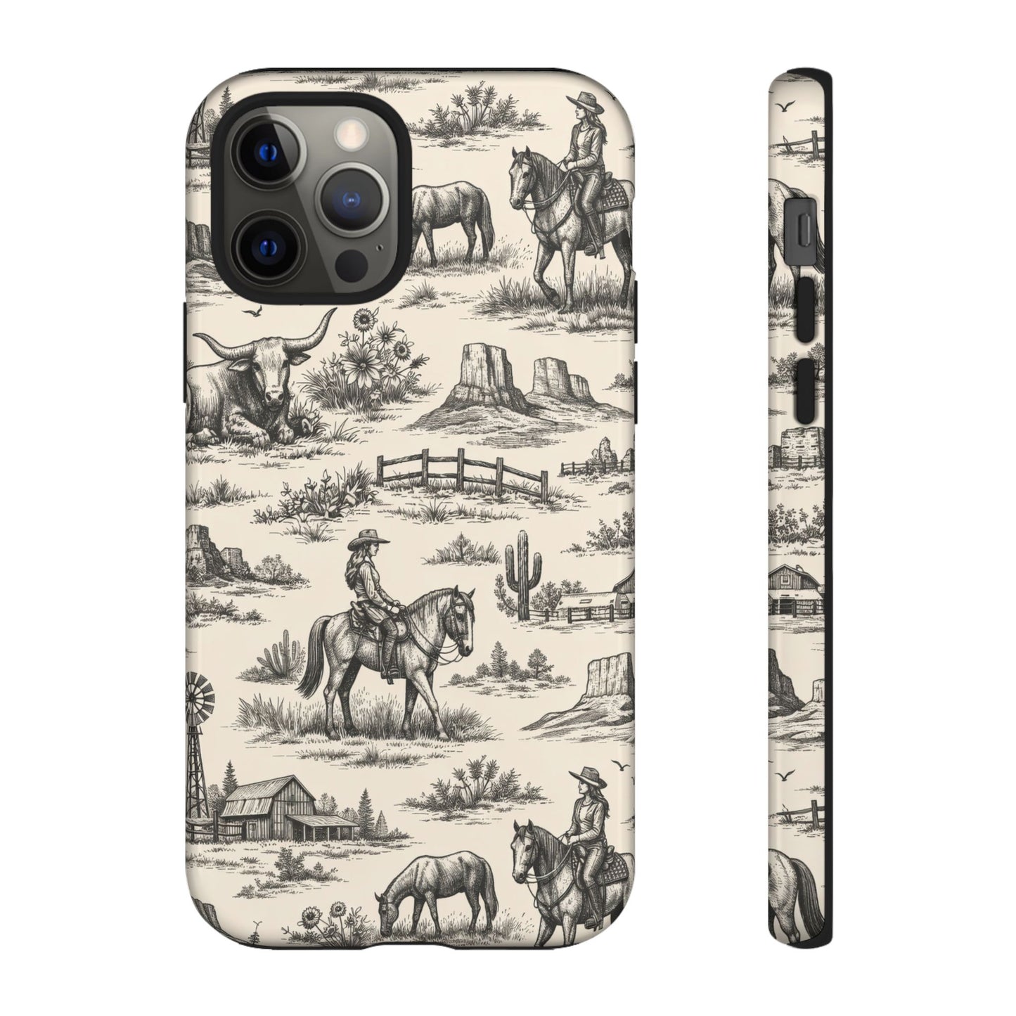 Western Toile Black Tough Case