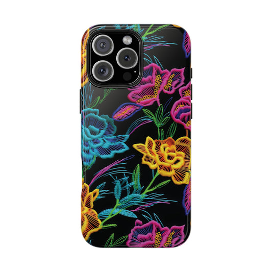 Neon Orange Flowers Phone Case