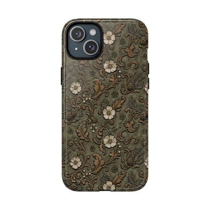 Sage Tooled Roses Magnetic Case